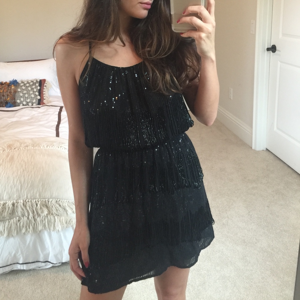 Parker Black Sequined Mini Dress